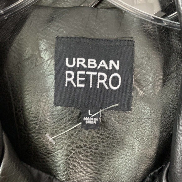 Urban Retro Black Vegan Leather Motorcycle Jacket - Picture 3 of 5